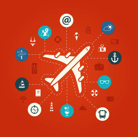 Illustration of vector travel flat design composition with long shadowsのイラスト素材