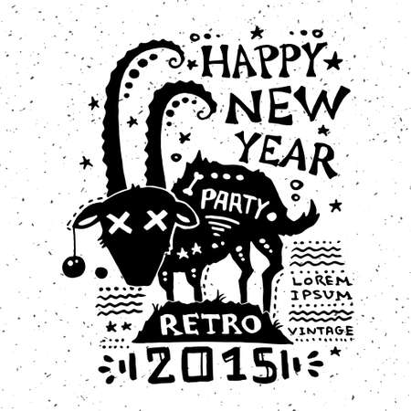 Illustration of vector vintage grunge New Year labelのイラスト素材