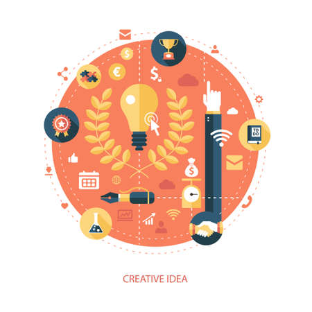 Illustration of vector flat design business illustration with composition of creative ideaのイラスト素材
