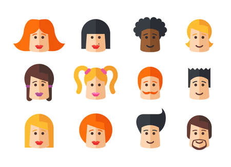 Set of vector isolated flat design people icon avatars for social network and your designのイラスト素材