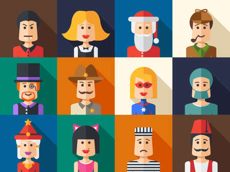 Set of vector isolated flat design people icon avatars for social network and your designのイラスト素材