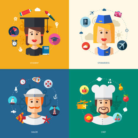 Illustration of vector flat design business illustrations with people professionsのイラスト素材