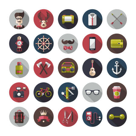 Set of modern flat design hipster vector iconsのイラスト素材