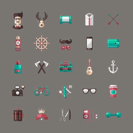 Set of modern flat design hipster vector iconsのイラスト素材
