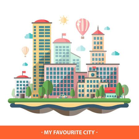 Modern vector flat design conceptual city illustrationのイラスト素材
