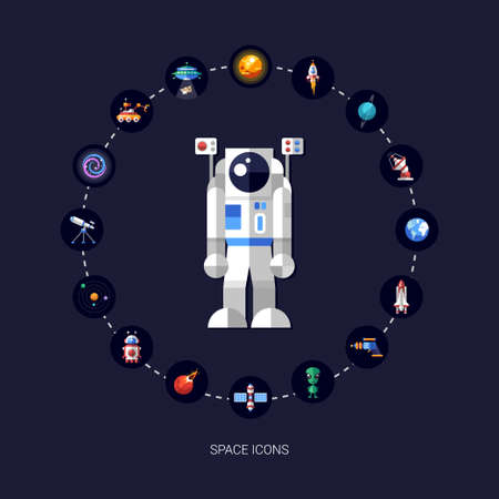 Set of vector space icons and infographics elementsのイラスト素材