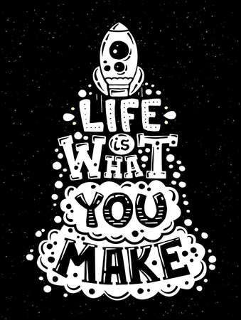 modern flat design hipster illustration with quote phrase Life Is What You Makeのイラスト素材