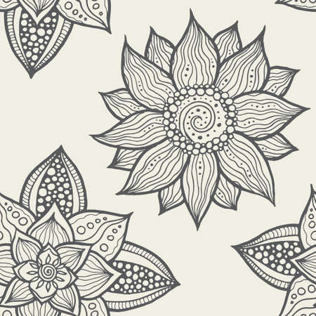 Illustration of seamless hand-drawn floral pattern for your designのイラスト素材