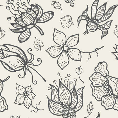 Illustration of seamless hand-drawn floral pattern for your designのイラスト素材
