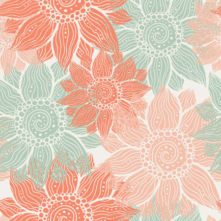 Illustration of seamless hand-drawn floral pattern for your designのイラスト素材