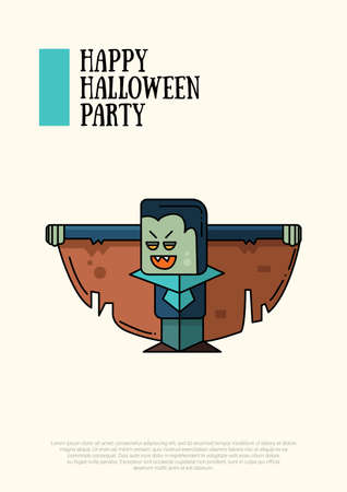 Illustration of Halloween line flat design modern poster vector templateのイラスト素材