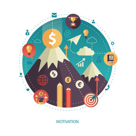 Illustration of vector flat design business illustration with motivation compositionのイラスト素材