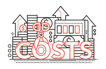 Reduce Costs - flat line design website bannerのイラスト素材