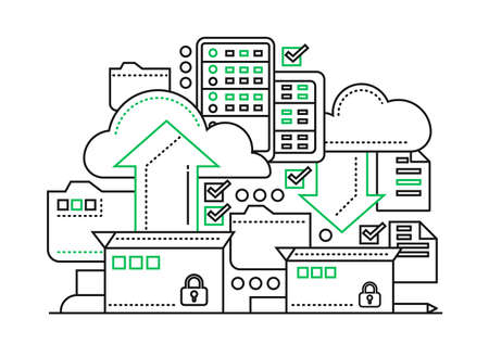 Files Archiving - flat line design website bannerのイラスト素材