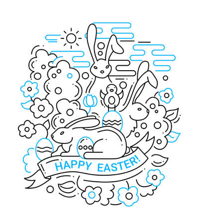 Easter - line design illustrationのイラスト素材