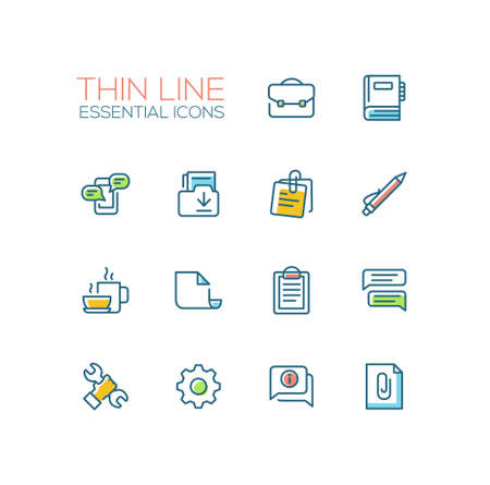 Business, Office - Thin Single Line Icons Setのイラスト素材