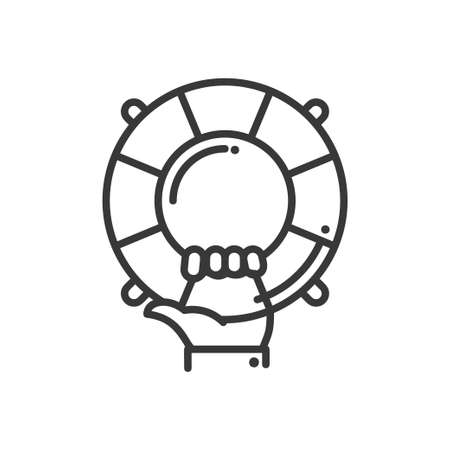 Help and Support - vector modern line design illustrative iconのイラスト素材