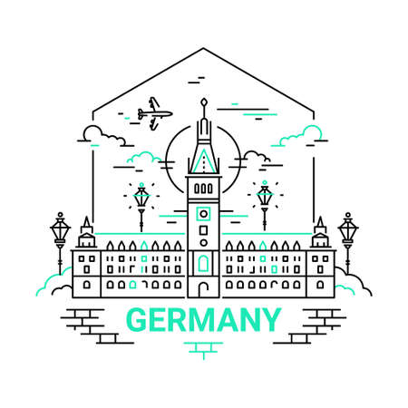 Germany - modern vector line travel illustrationのイラスト素材