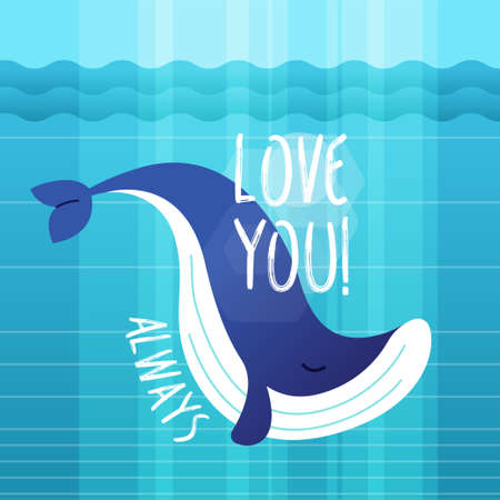 Whale - modern vector phrase flat illustration.のイラスト素材