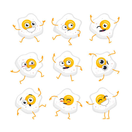 Egg Cartoon Character - modern vector template set of mascot illustrations.のイラスト素材