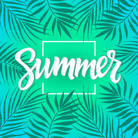 Summer - vector leaflet template with brush letteringのイラスト素材
