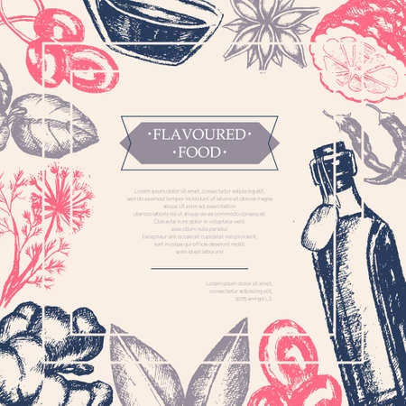 Flavoured Products - vector hand drawn postcardのイラスト素材