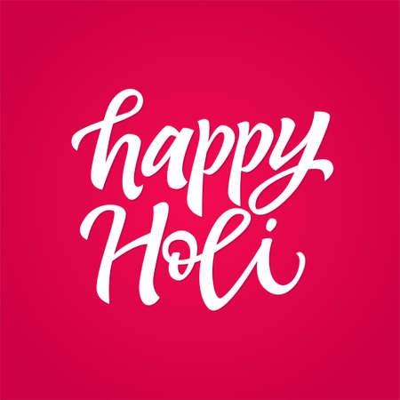 Happy Holi - vector hand drawn brush letteringのイラスト素材
