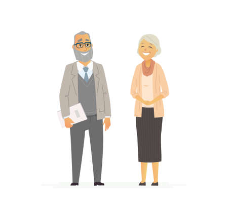 Senior Business Couple - vector flat composition.のイラスト素材