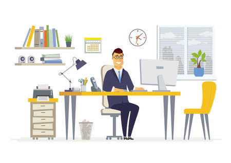 Office Man - modern vector flat illustrationのイラスト素材