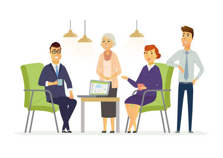 Business Discussion - modern vector cartoon characters illustrationのイラスト素材