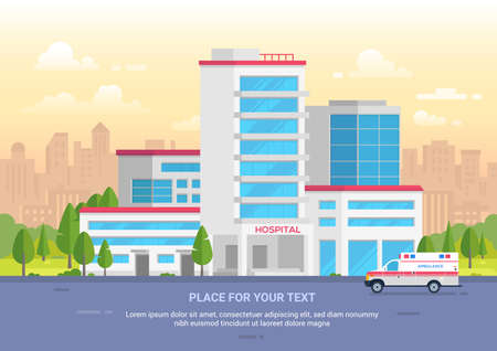 City hospital with place for text - modern vector illustrationのイラスト素材