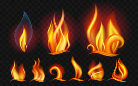 Set of flames - modern vector realistic isolated clip artのイラスト素材