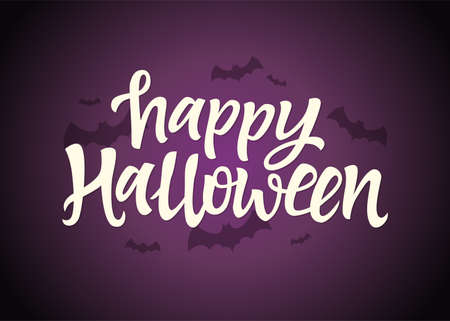 Happy Halloween - celebration card with hand drawn brush pen letteringのイラスト素材