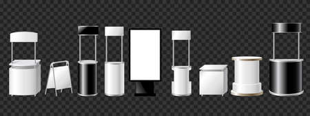 Set of advertising pillars, columns, pennants - modern vector isolated objectsのイラスト素材