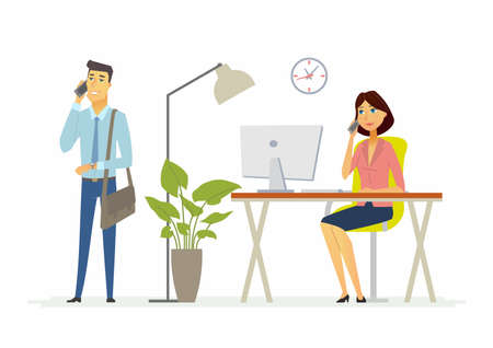 Colleagues work in the office - modern cartoon people characters illustrationのイラスト素材