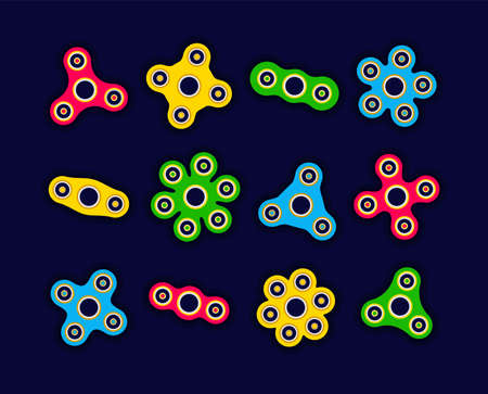 Hand spinners - modern flat vector objectsのイラスト素材