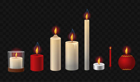 Burning candles - realistic vector isolated clip art set of objectsのイラスト素材