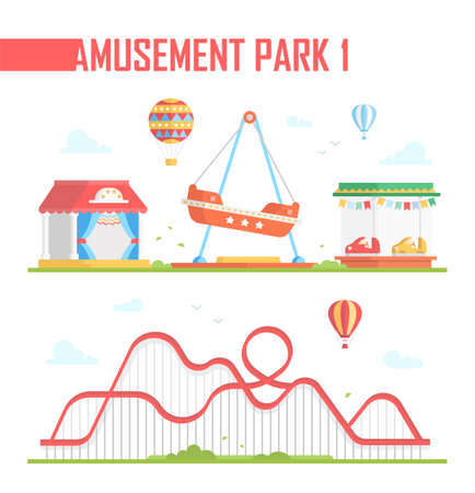 Set of amusement park elements.のイラスト素材