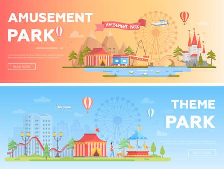 Amusement park setのイラスト素材