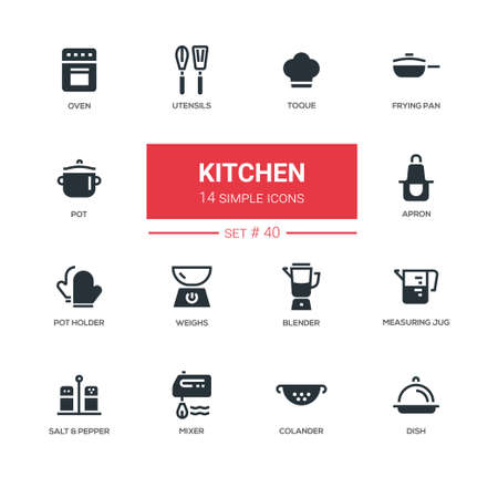 Kitchen utensils - line design icons setのイラスト素材