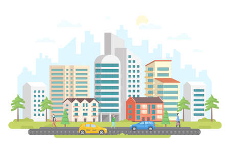 Modern city illustration.のイラスト素材