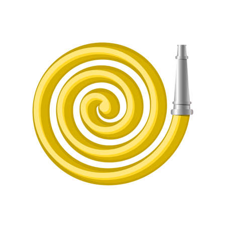 Yellow fire hose - modern realistic vector isolated object on white background. High quality clip art for presentations, banners, visual aids, instructions. Firefighting equipment, toolのイラスト素材
