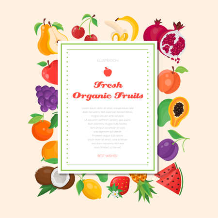 Fresh organic fruit - modern colorful vector illustrationのイラスト素材