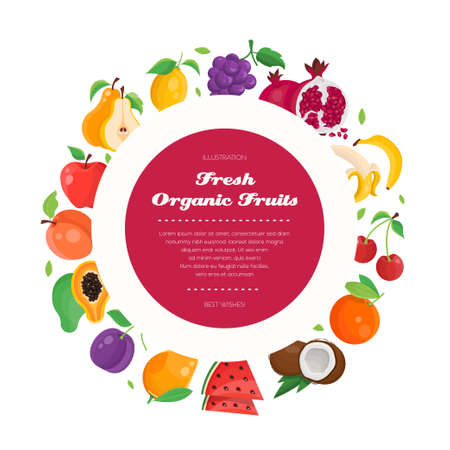 Fresh organic fruit - modern colorful vector illustrationのイラスト素材