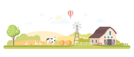 Rural landscape - modern flat design style vector illustrationのイラスト素材