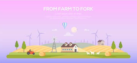 From farm to fork - modern flat design style vector illustrationのイラスト素材