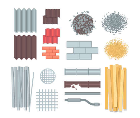 Construction materials set of modern vector elementsのイラスト素材