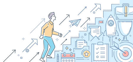Career growth modern line design style illustrationのイラスト素材