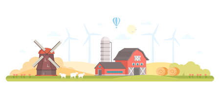 Village - modern flat design style vector illustration