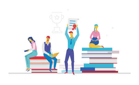 Team achievements certificate illustrationのイラスト素材